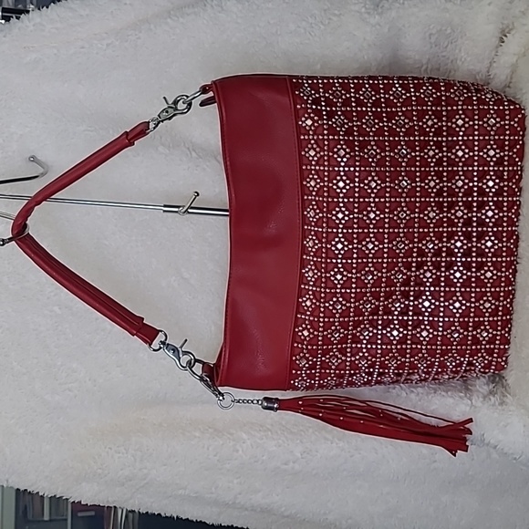Red Rinestone Hobo Handbag - Picture 1 of 3